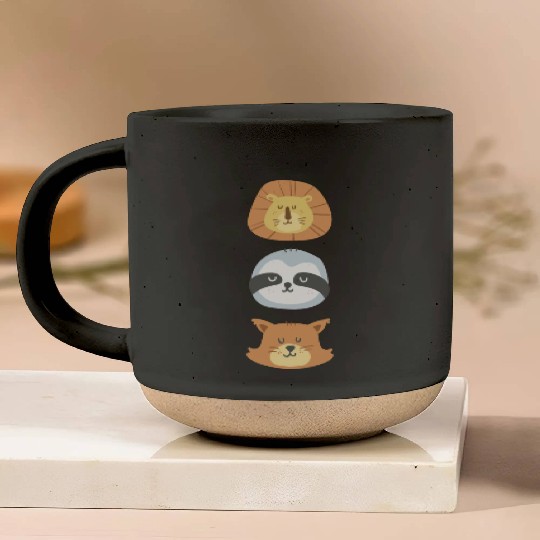 Lion, Sloth and Weasel Pottery Mugs