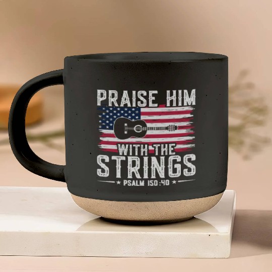 Praise Him With The Strings Christian Guitar Music Pottery Mugs