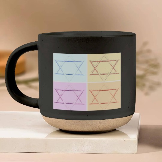 Star of David Design Pottery Mugs
