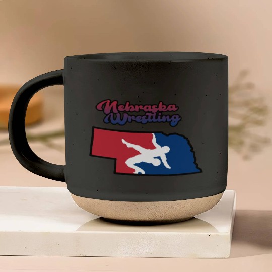 Nebraska Wrestling (USA Colors) Pottery Mugs
