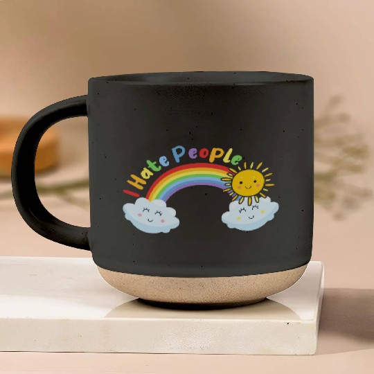 Cute Sun And Cloud I Hate People Pottery Mugs