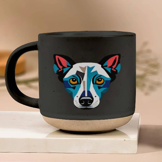 Blue scale dog portrait Pottery Mugs