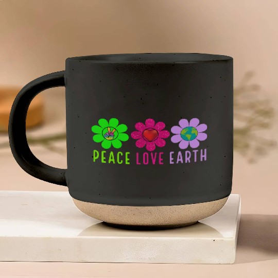 Peace Love Earth, Peace Love People Earth Day Pottery Mugs