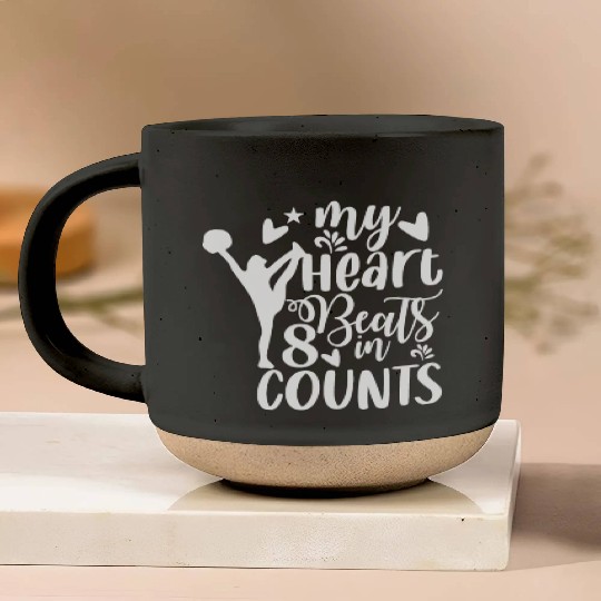 My Heart Beats in 8 Counts Cheerleading Pottery Mugs