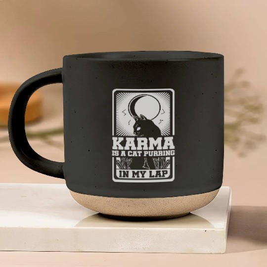 Karma is a Cat Purring in My Lap Moon Tarot Card Pottery Mugs