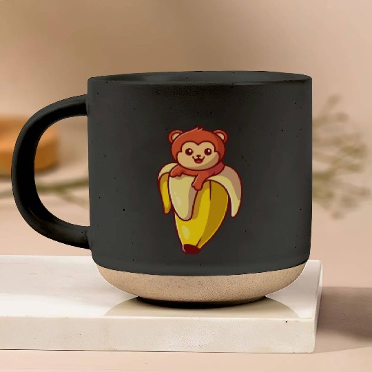 Cute Monkey Banana Cartoon Pottery Mugs