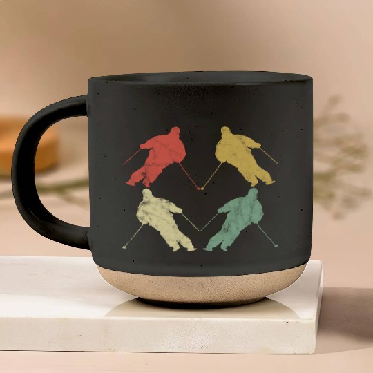Skiing Lover Retro Vintage Pottery Mugs
