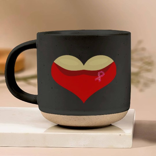 Cancer awareness Boobies love heart Pottery Mugs