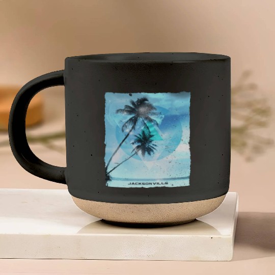 Artistic Jacksonville Florida Palm Tree Vacation Pottery Mugs