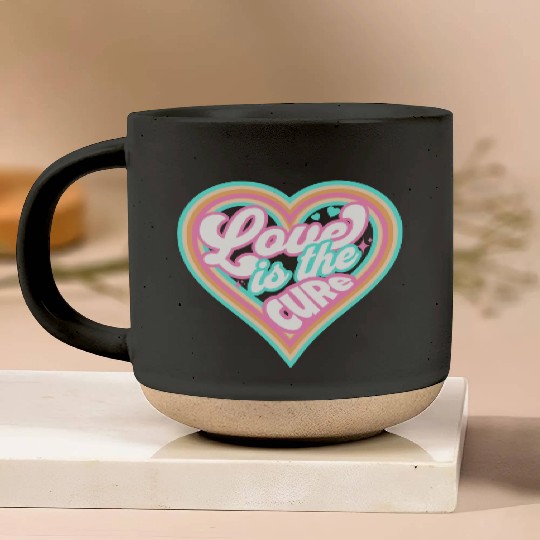 LOVE IS THE CURE (pink) Pottery Mugs