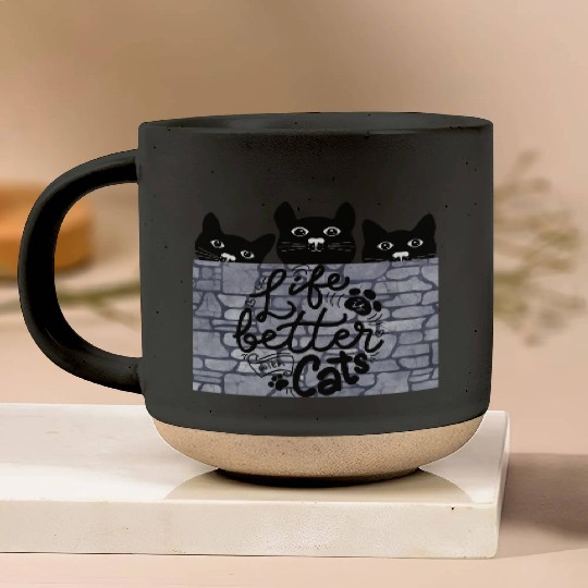 life letter with cats, Perfect cat lover designs Pottery Mugs