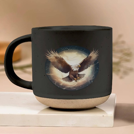 Flying Bald Eagle Pottery Mugs