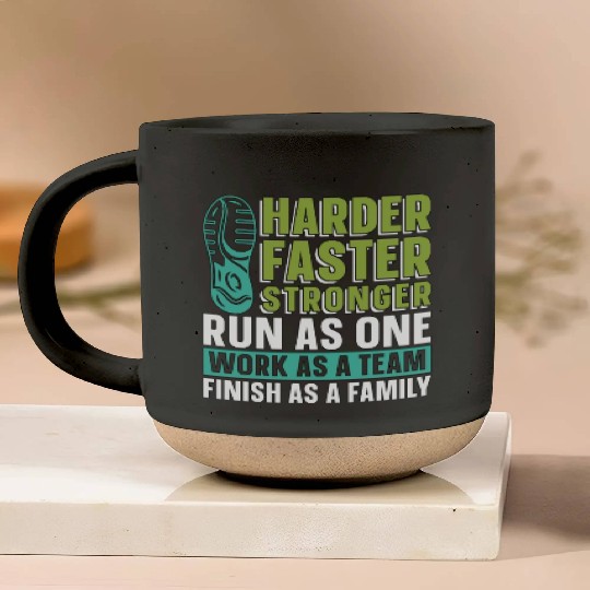 Cross Country Running Harder Faster Stronger Race Pottery Mugs