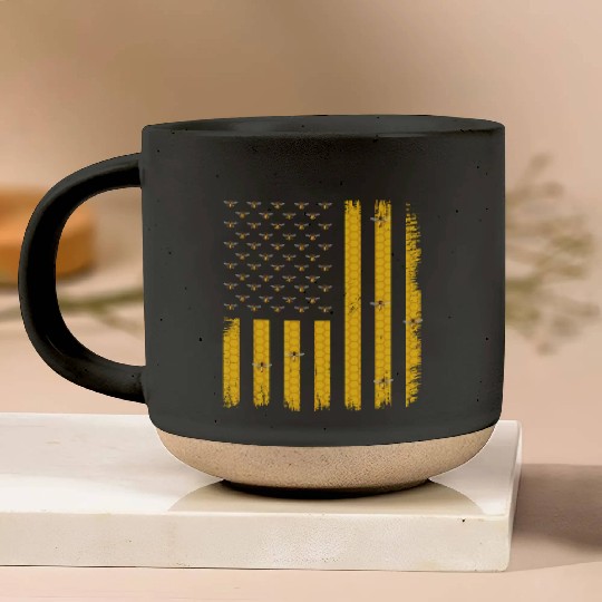 Beekeeper Usa Flag Pottery Mugs