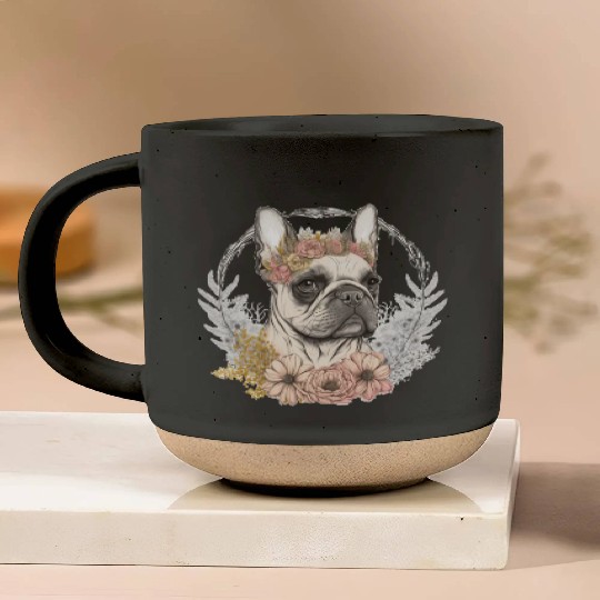 Cute French Bulldog Frenchie Flower Crown Pet Dog Pottery Mugs