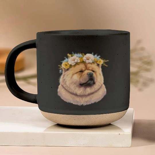 Cute Chow Chow Flower Crown Pet Dog Breed Floral P Pottery Mugs
