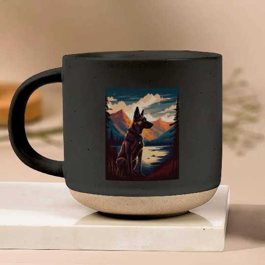 Belgian Malinois Nature Pottery Mugs