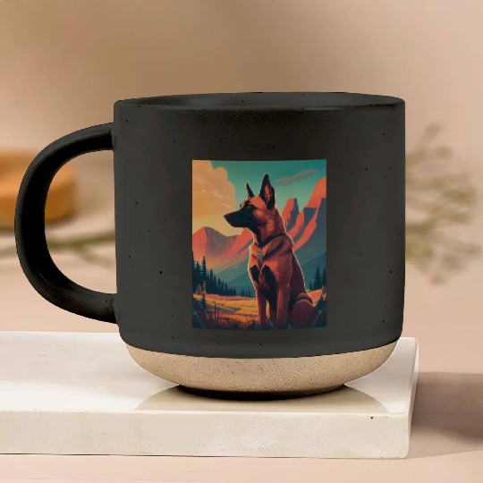 Belgian Malinois Nature Pottery Mugs