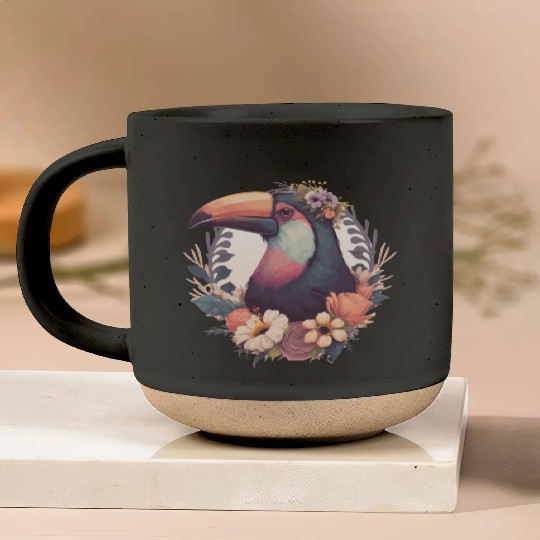 Cute Toucan Tropical Bird Flower Crown Jungle Bird Pottery Mugs