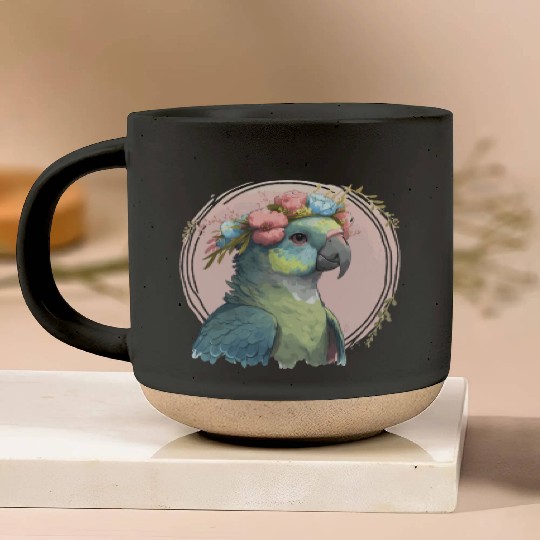 Cute Hahn's Macaw Bird Flower Crown Pet Birds Pottery Mugs