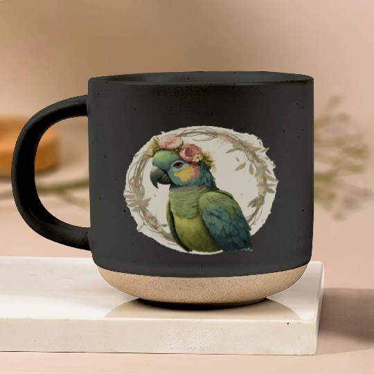 Watercolor Parrot Hahn's Macaw Bird Flower Crown P Pottery Mugs