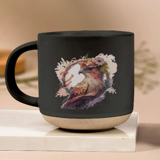 Birds Of Prey Kite Bird Flower Crown Floral Pottery Mugs