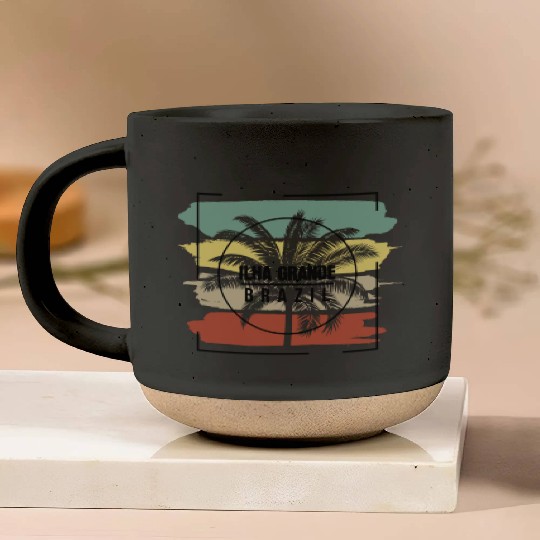 Ilha Grande Brazil Palm Tree Retro Artistic Pottery Mugs