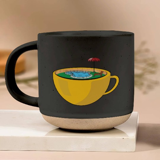 Swimming pool on a coffee cup Pottery Mugs