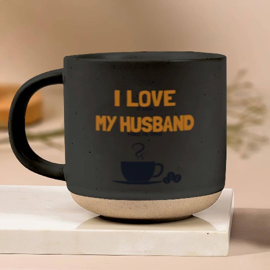 I love my Husband Coffee Queen Latte Art Barista Pottery Mugs