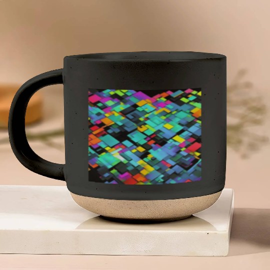ABSTRACT PAINTING basecolor WATERBASE cube BLACK Pottery Mugs