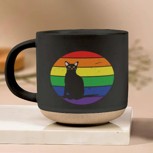 Rainbow Cat Gay LGBTQ Rainbow LGBT Pride Month Pottery Mugs