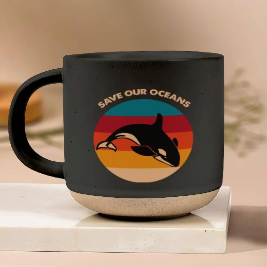 Save Our Oceans Wildlife Orca Whale Climate Change Pottery Mugs