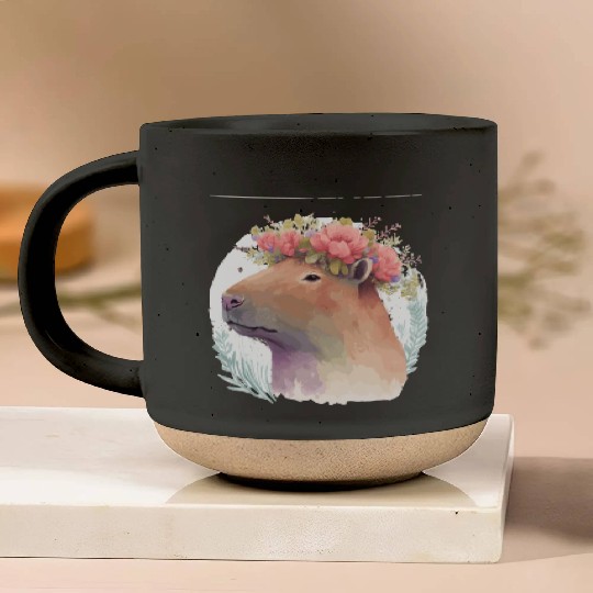 Watercolor Capybara Rodent Flower Crown Animal Lov Pottery Mugs
