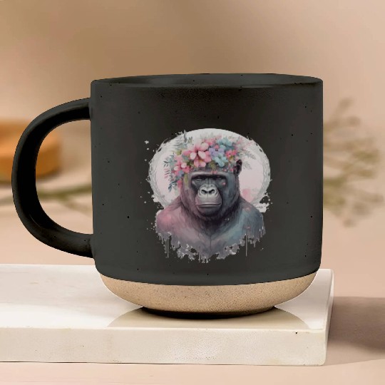 Cute Gorilla Flower Crown Africa Animal Lover Pottery Mugs