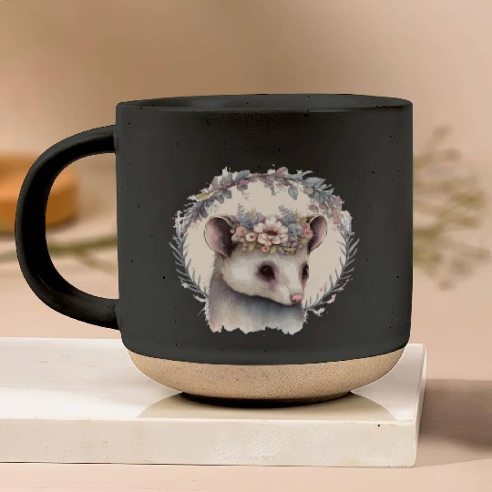 Cute Possum Flower Crown Watercolor Animal Lover Pottery Mugs