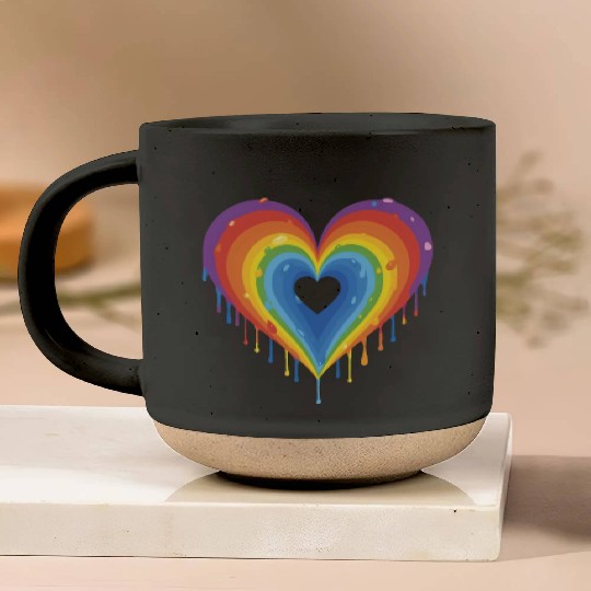 Embrace LGBT Pride: Rainbow Heart, Gay, Lesbian, Pottery Mugs