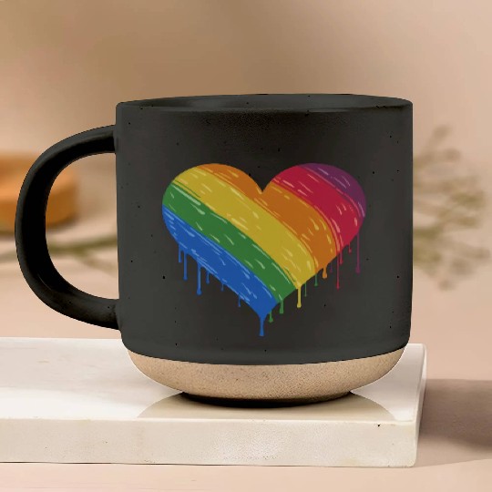 LGBTQ+ Love: Rainbow Heart for Lesbian, Gay, Pottery Mugs