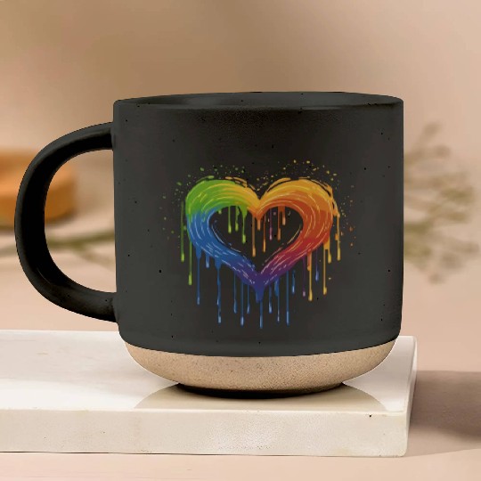 Love Without Limits: LGBTQ+ Rainbow Heart, Pottery Mugs