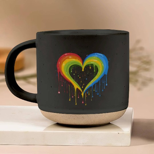 Love is Universal: LGBTQ+ Rainbow Heart, Pottery Mugs