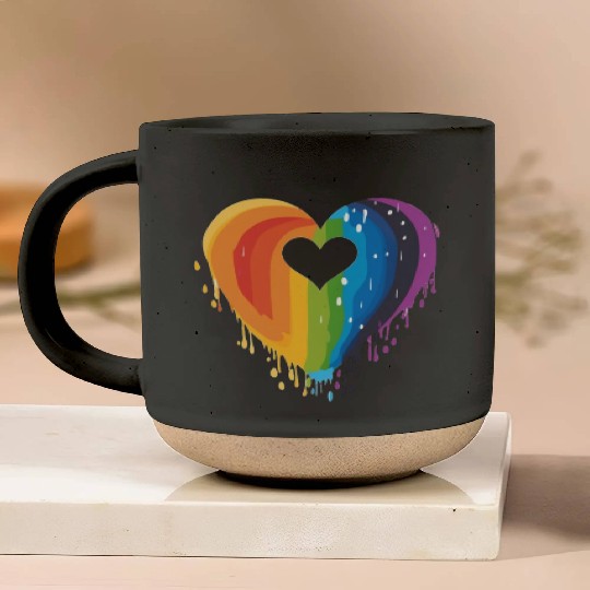 LGBTQ+ Allies: Rainbow Heart, Celebrating Pottery Mugs