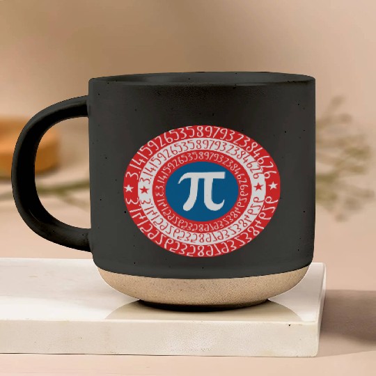 Captain Pi Superhero Shield Pottery Mugs