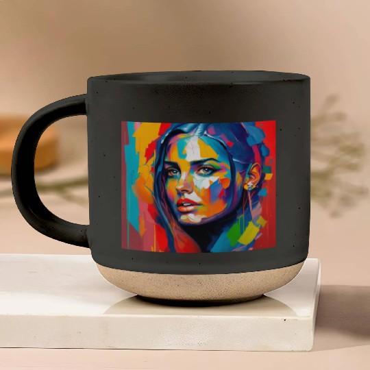 Painting of a beautiful girl and beautiful colors Pottery Mugs