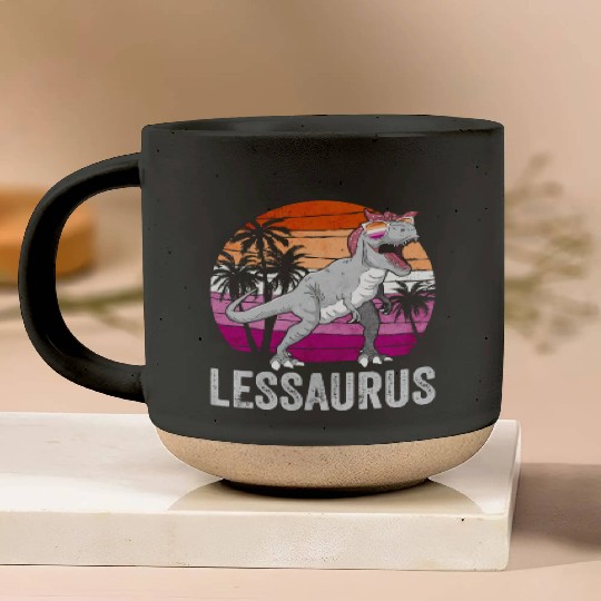 Lesbian Pride Flag Dinosaur Trex LGBTQ Pottery Mugs
