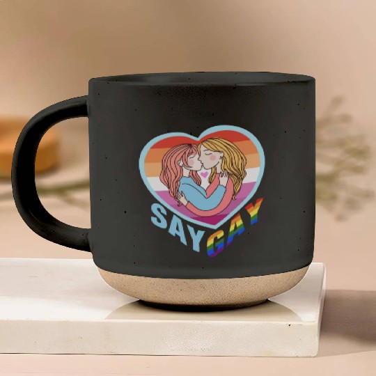 Say Gay Lesbian Couple Pottery Mugs