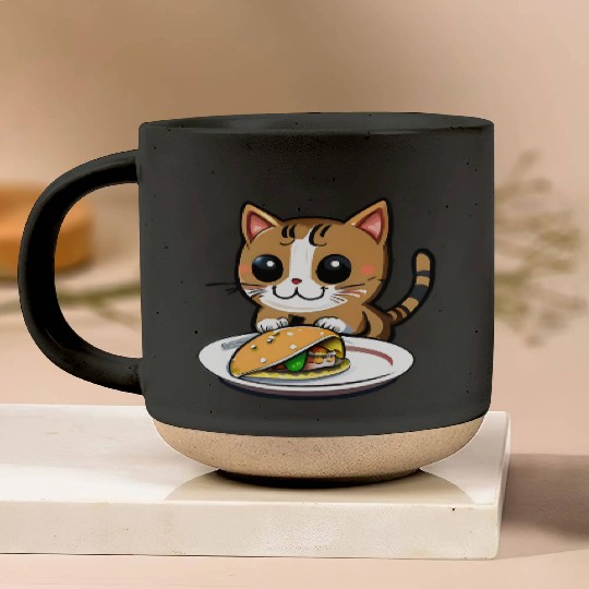 Cute Cat and Taco: A Playful Combination for Your Pottery Mugs