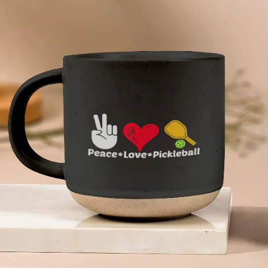 Paddleball Sports Mom Dad Retirement Peace Love Pi Pottery Mugs