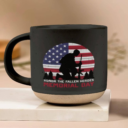 Honor The Fallen Heroes Memorial Day Us Flag Pottery Mugs