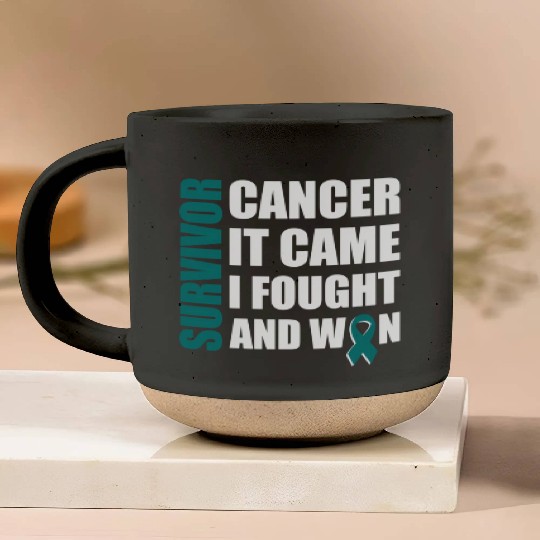 Ovarian Cancer Fight Cancer Ribbon Pottery Mugs