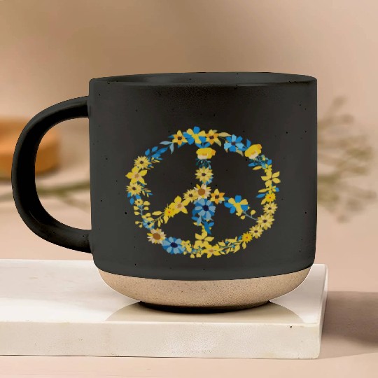 Ukraine Flag Flower Peace Heritage Pottery Mugs