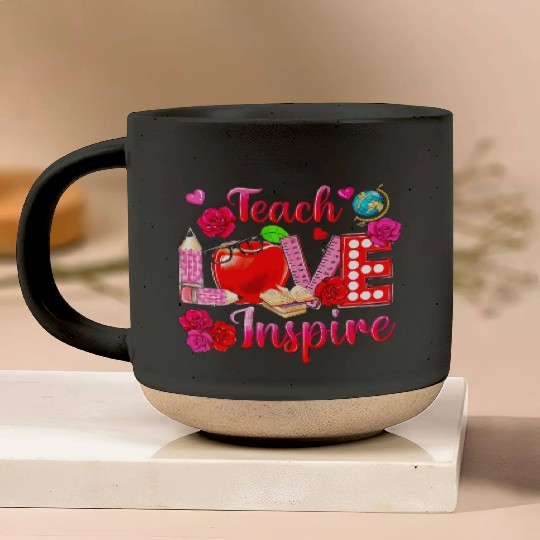 Teacher Love Inspire Floral Pencil Back To School Pottery Mugs